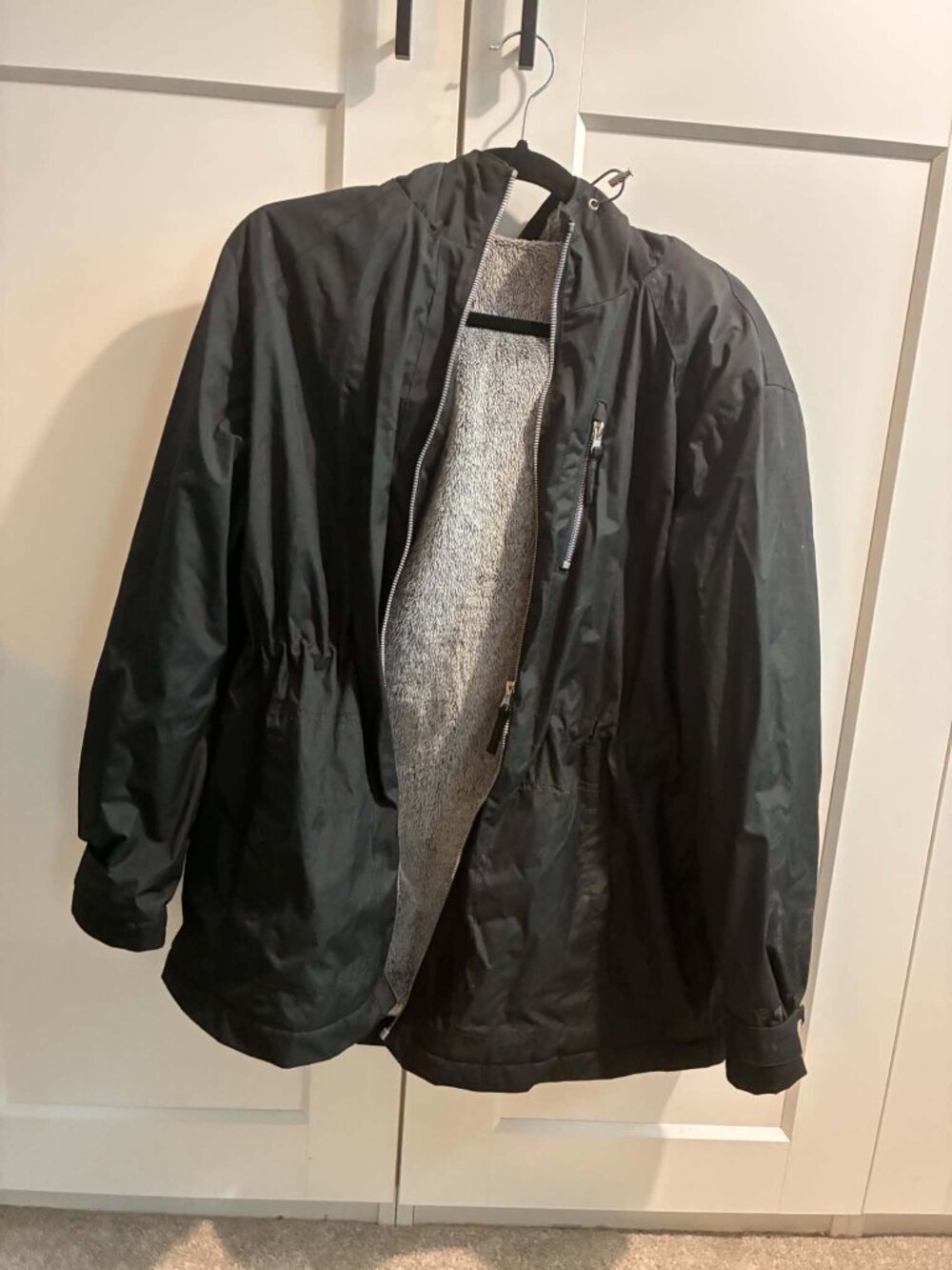 Free Country Women's Plus Size PXL Black Faux Fur Lined Hooded Jacket